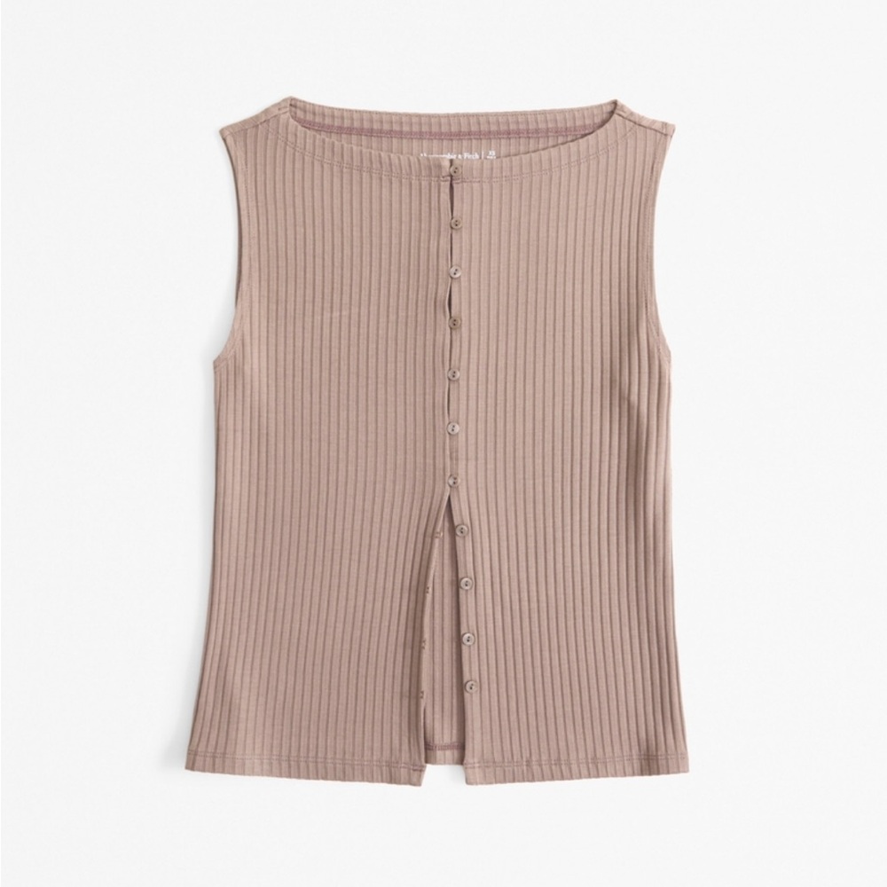 Abercrombie Wide Rib Button-Through Slash Top